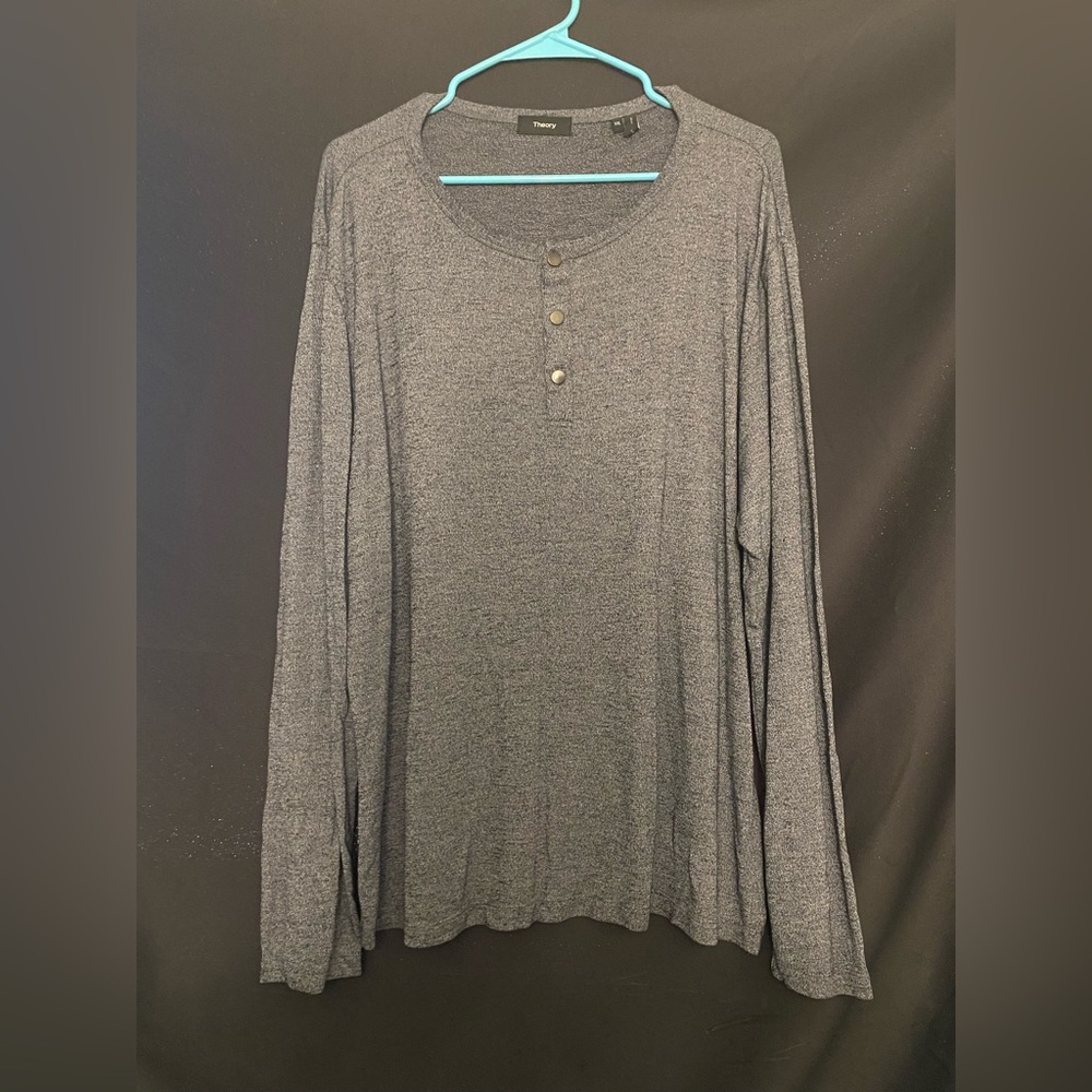 Theory Gray Long Sleeve Henley Shirt